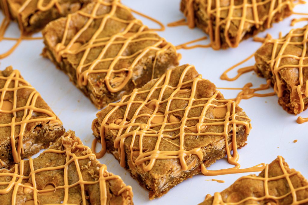 blondies with butterscotch drizzle