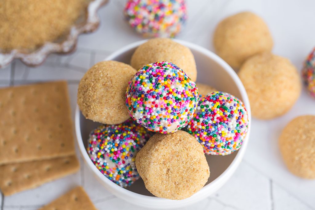 bowl of cheesecake balls