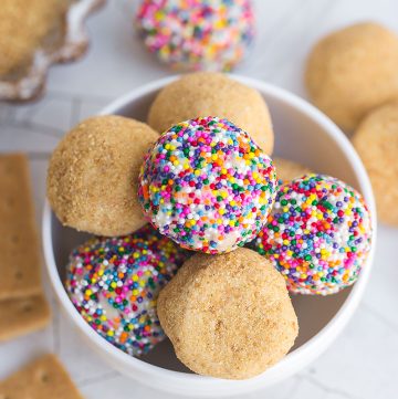 bowl of cheesecake balls