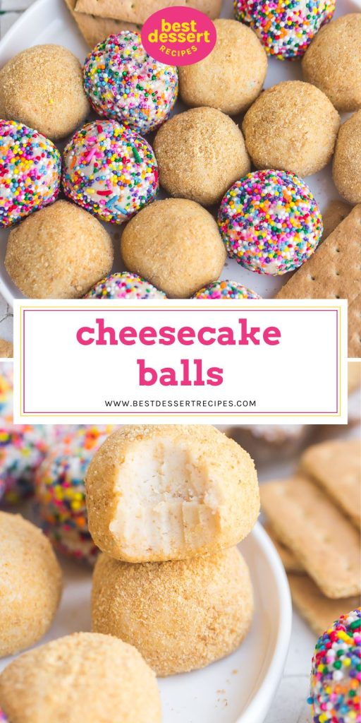 collage of cheesecake balls for pinterest