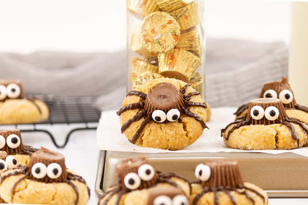 angled spider cookie with peanut butter cups
