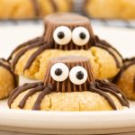 close up of halloween spider cookies