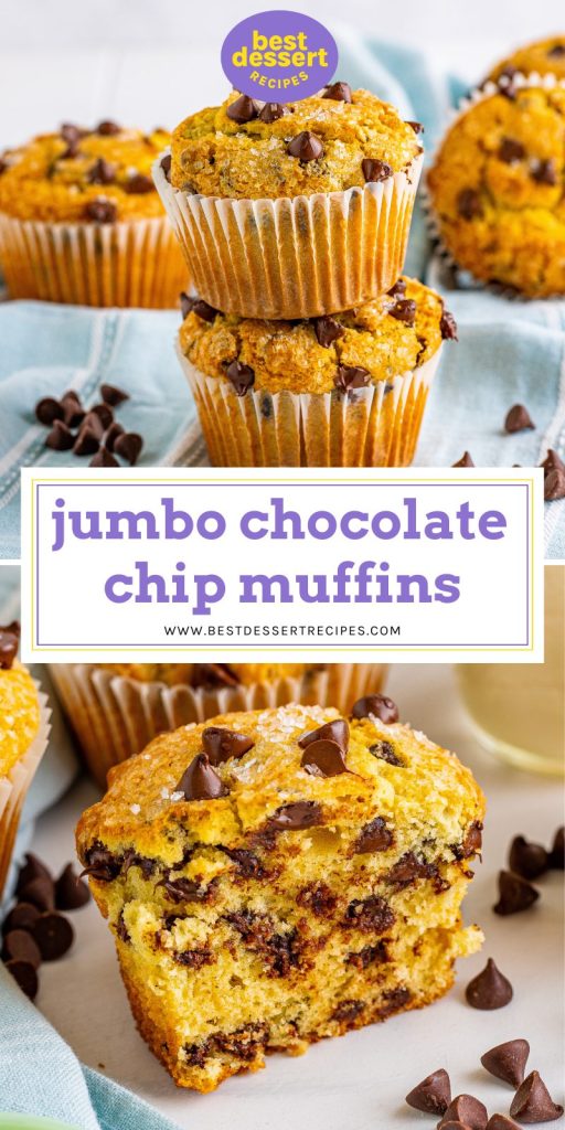 collage of jumbo chocolate chip muffins for pinterest