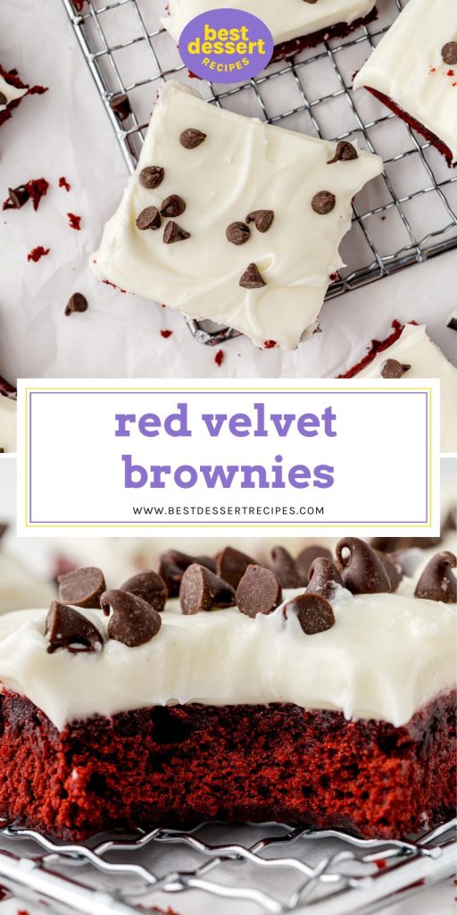 collage of red velvet brownies for pinterest