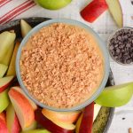 overhead shot of caramel apple dip