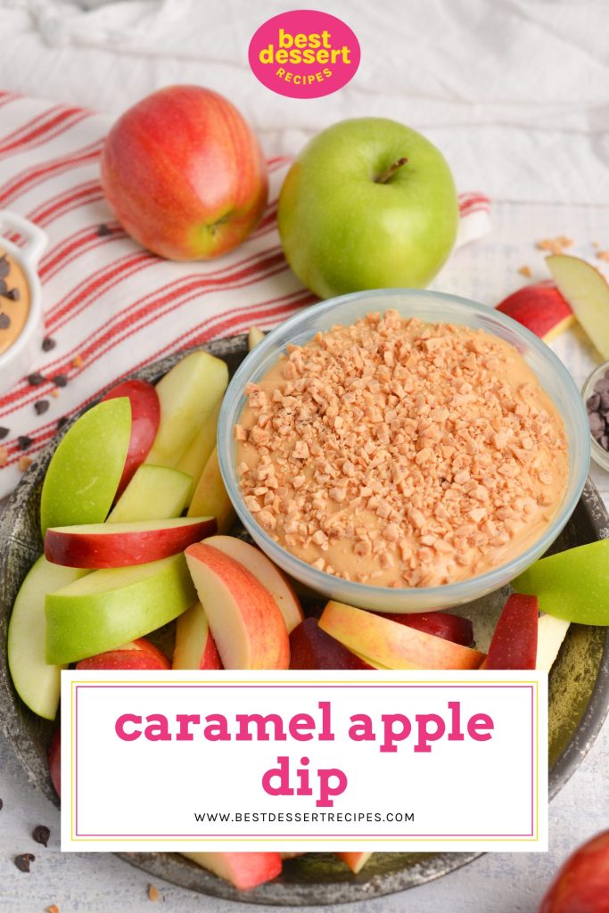 apples with dip with text overlay for pinterest