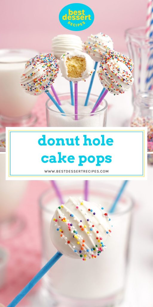 collage of donut hole cake pops for pinterest