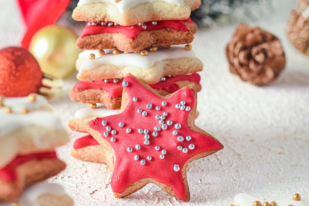 stack of christmas sugar cookies