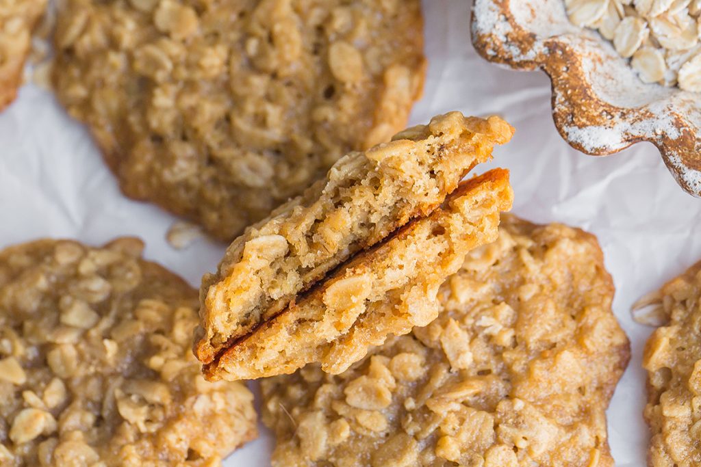 oatmeal cookie broken in half