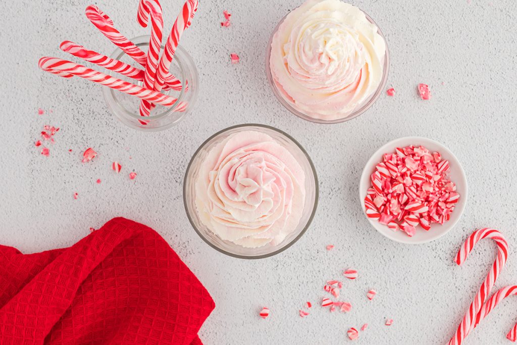 overhead shot of peppermint whipped cream