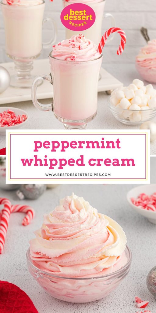 collage of peppermint whipped cream for pinterest