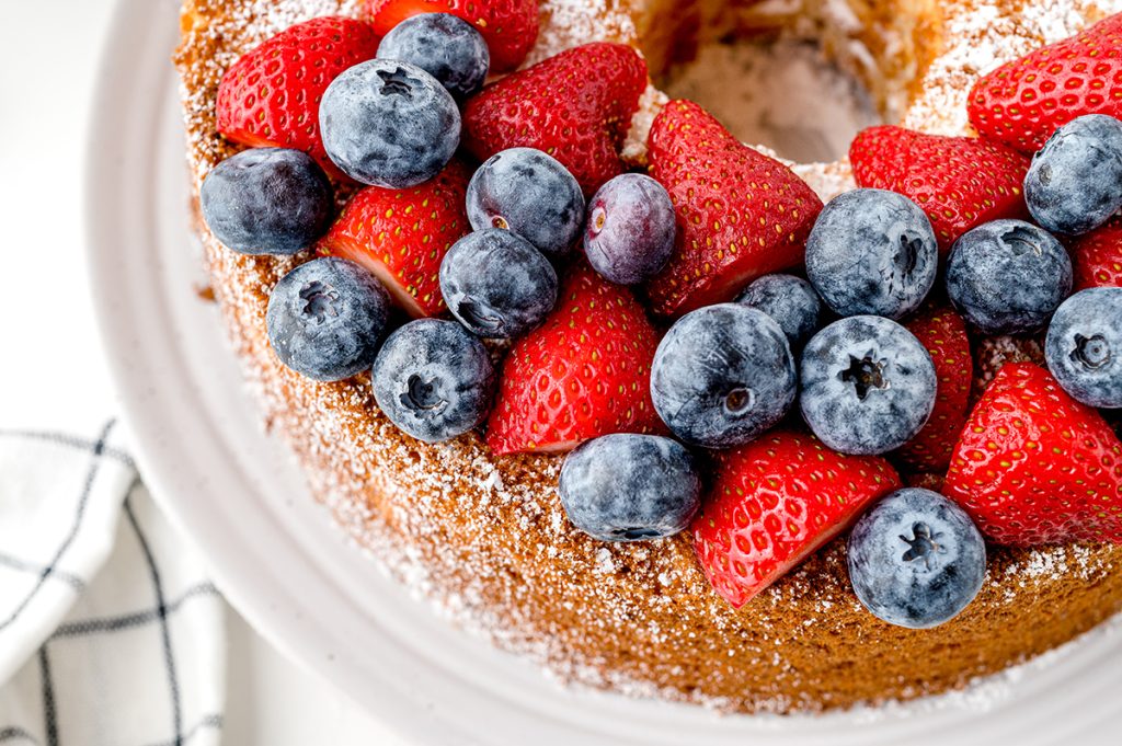 close up of berries on cake
