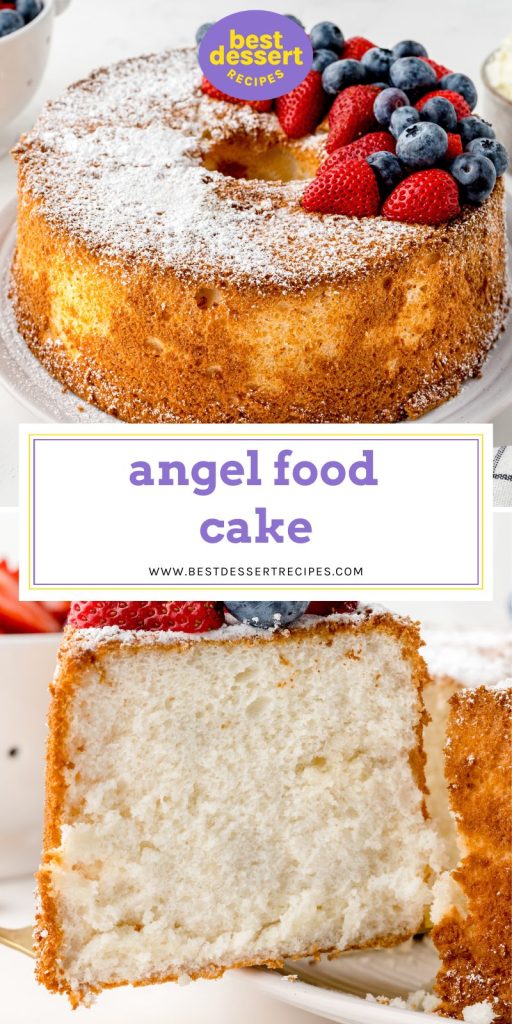 collage of angel food cake for pinterest