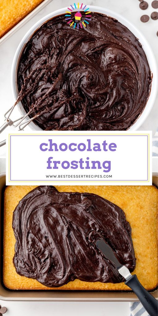 collage of chocolate frosting for pinterest