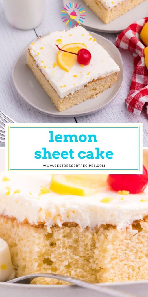 collage of lemon sheet cake for pinterest