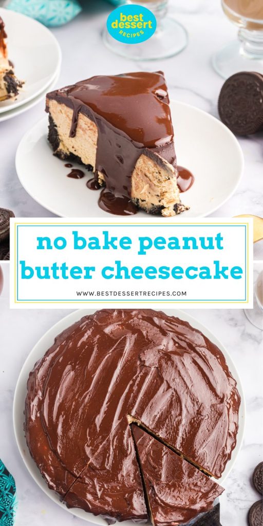 collage of peanut butter cheesecake for pinterest