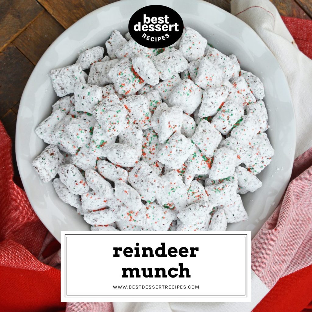 overhead shot of reindeer munch with text overlay for facebook