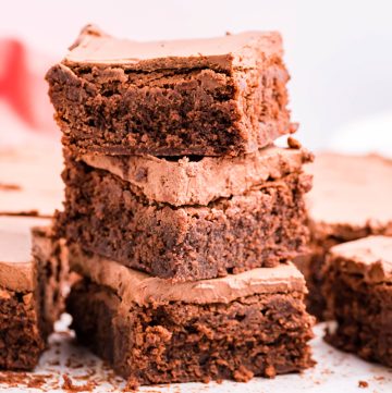 stack of three lunch lady brownies