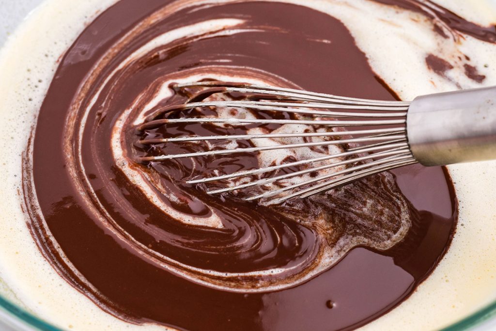 melted chocolate whisked with butter