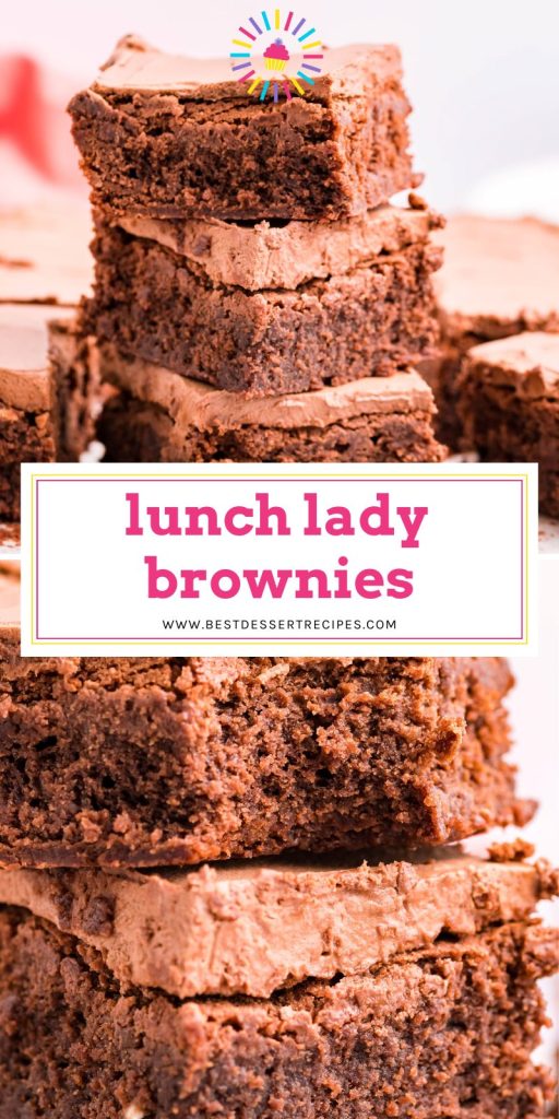 collage of lunch lady brownies for pinterest