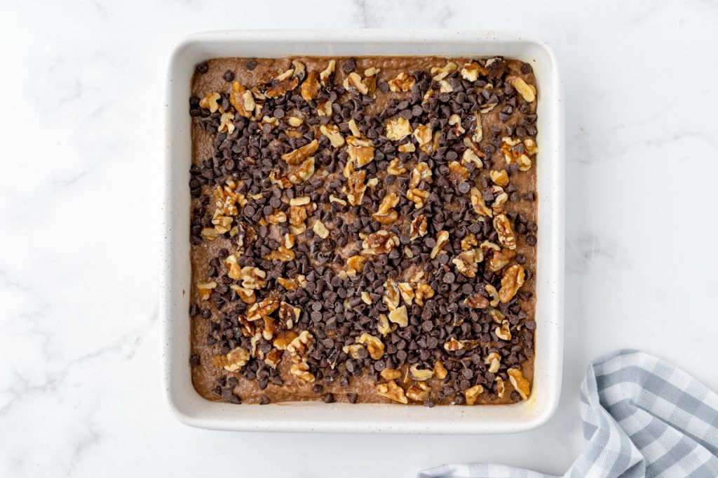 topping added to brownie batter