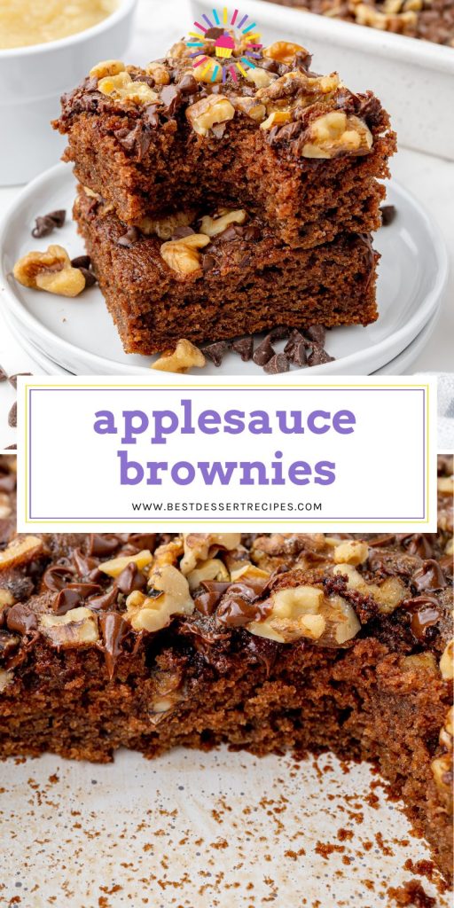 collage of applesauce brownies for pinterest
