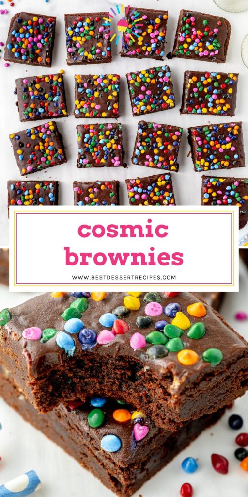 collage of cosmic brownies for pinterest