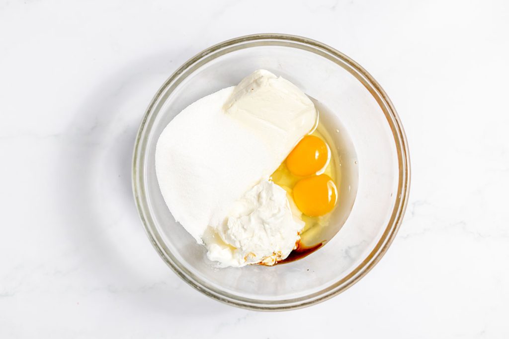 cheesecake ingredients in a bowl