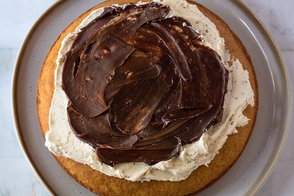 first layer of s'mores layer cake