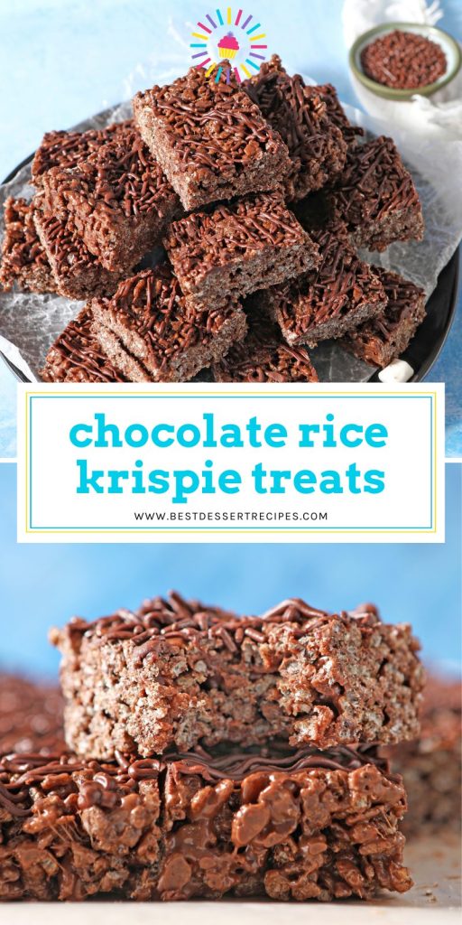 collage of chocolate rice krispie treats for pinterest