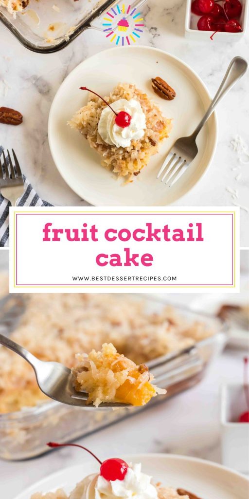 collage of fruit cocktail cake for pinterest