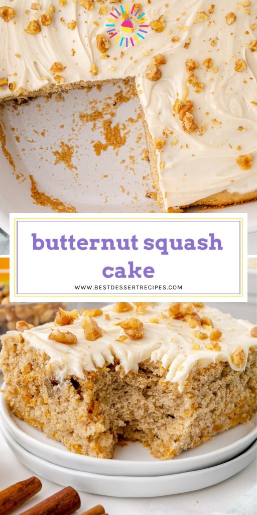 collage of butternut squash cake for pinterest