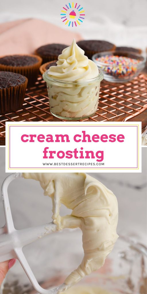 collage of cream cheese frosting for pinterest