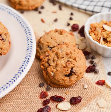 angled shot of two granola cookies