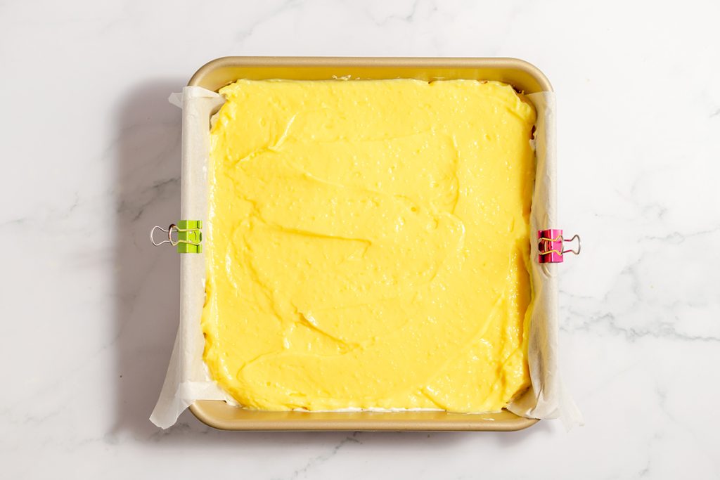 lemon layer spread on top of cream