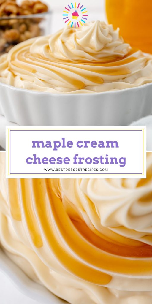 collage of maple cream cheese frosting for pinterest
