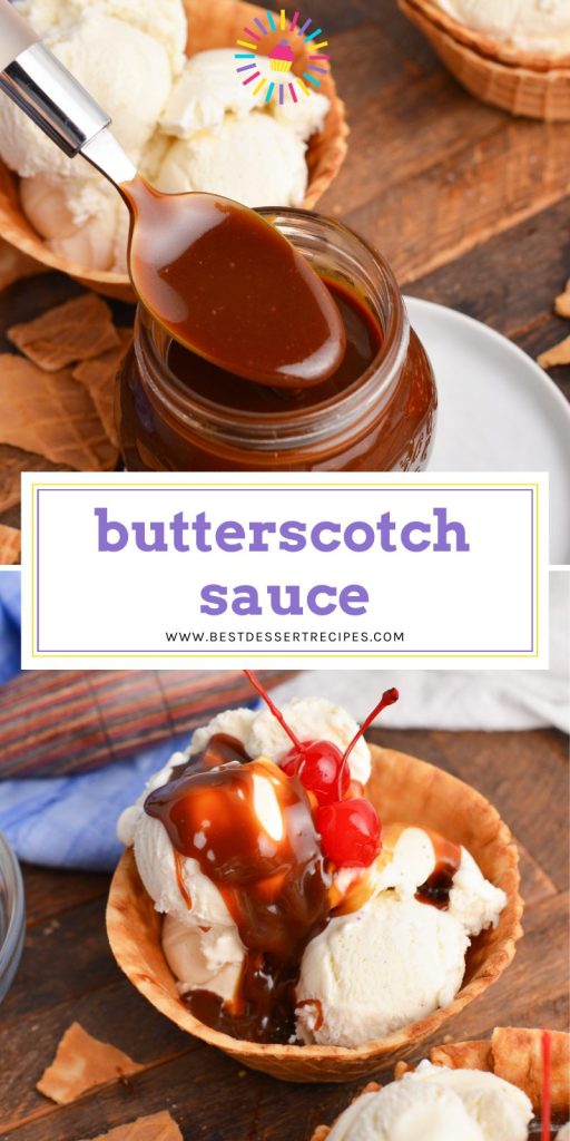 collage of butterscotch sauce for pinterest