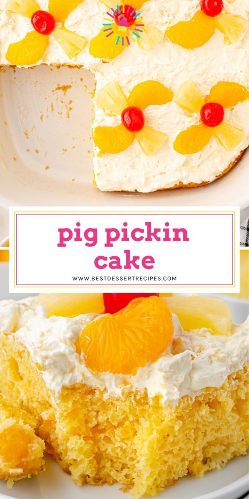 collage of pig pickin cake for pinterest