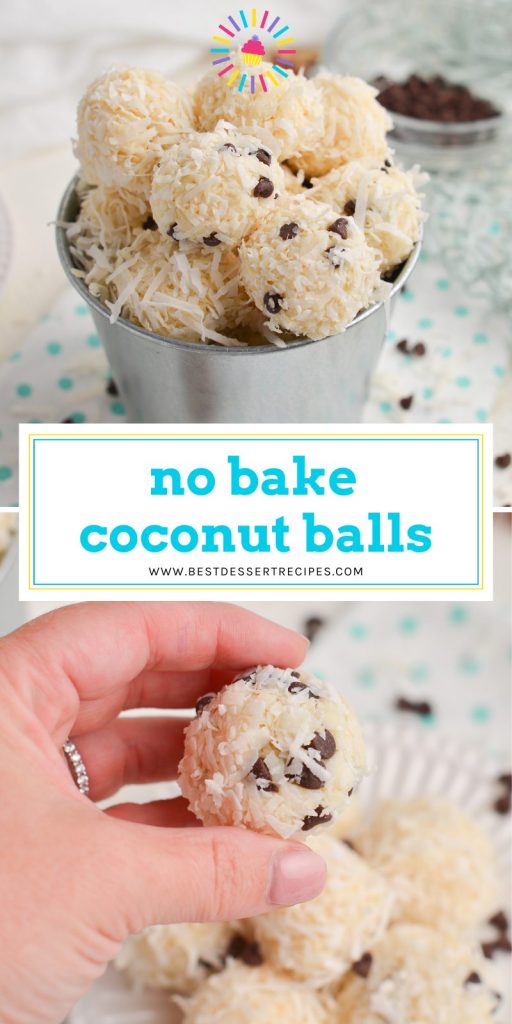collage of no-bake coconut balls for pinterest